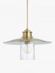 Metal & Glass Pendant Ceiling Light, Antique Brass