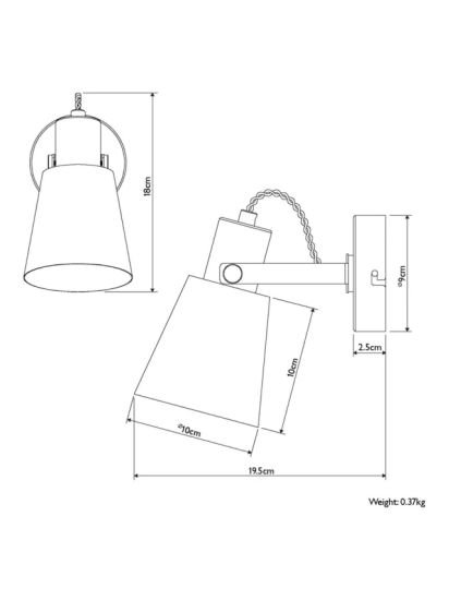 Single Wall Spotlight, Satin Steel/Gold