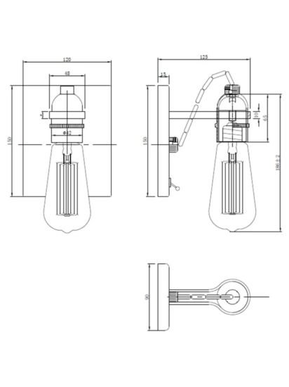 Bistro Bulb Wall Light, Antique Brass