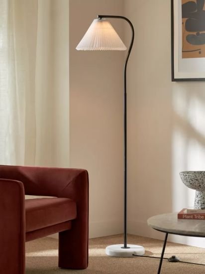 Marble Pleat Floor Lamp, Matt Black