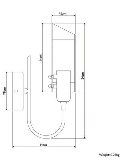 1 Arm Wall Light, Black